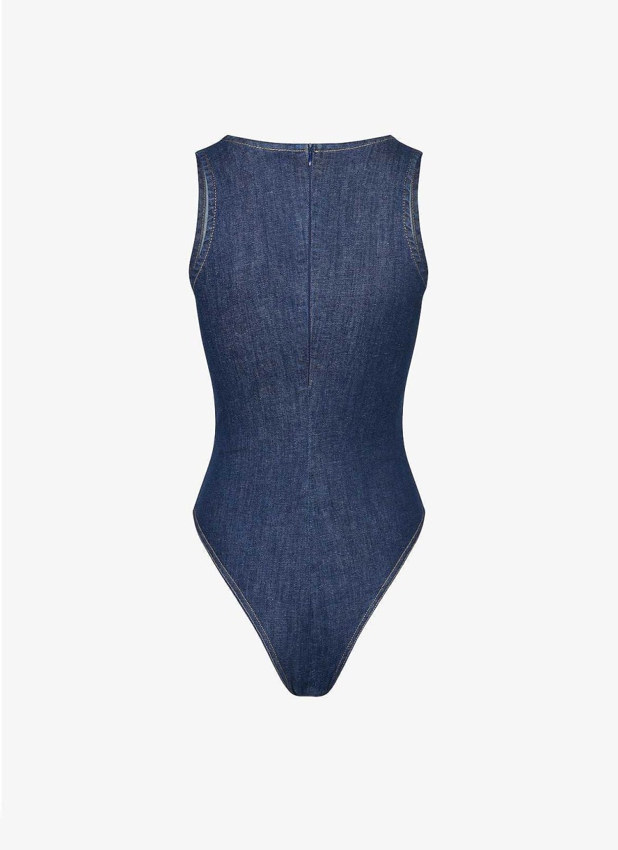 Klar Til-At Baere Alaïa | Denim Tank Bodysuit