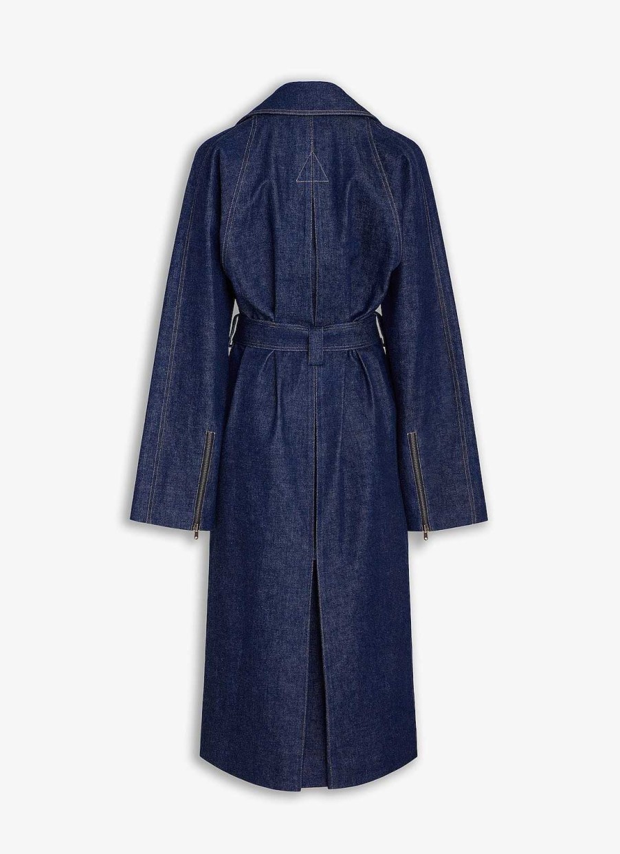 Klar Til-At Baere Alaïa | Denim Trench Coat Med Baelte